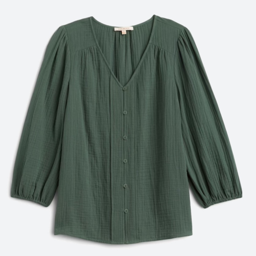 Skies are Blue button detail top